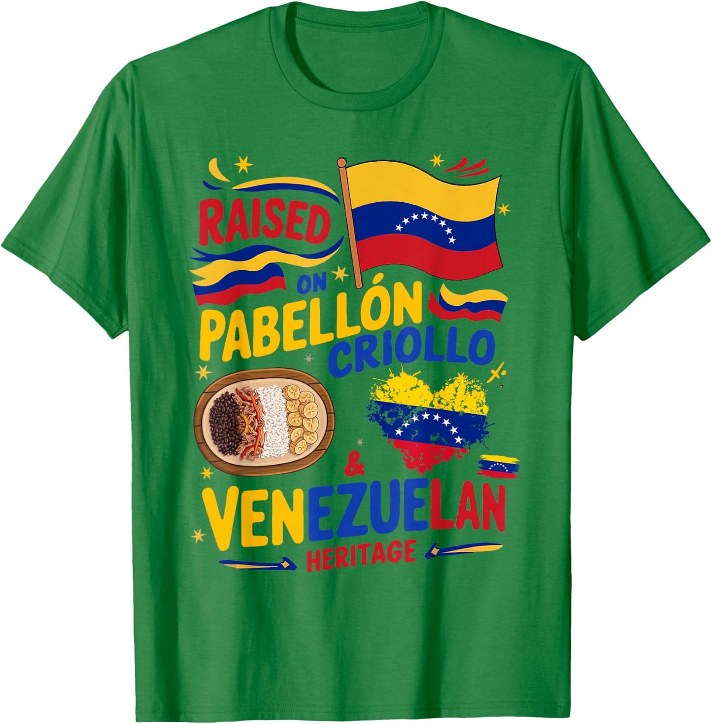 Venezuelan Flag Food Idea & Venezuela Heritage T-Shirt - T-Shirt | Irish Green