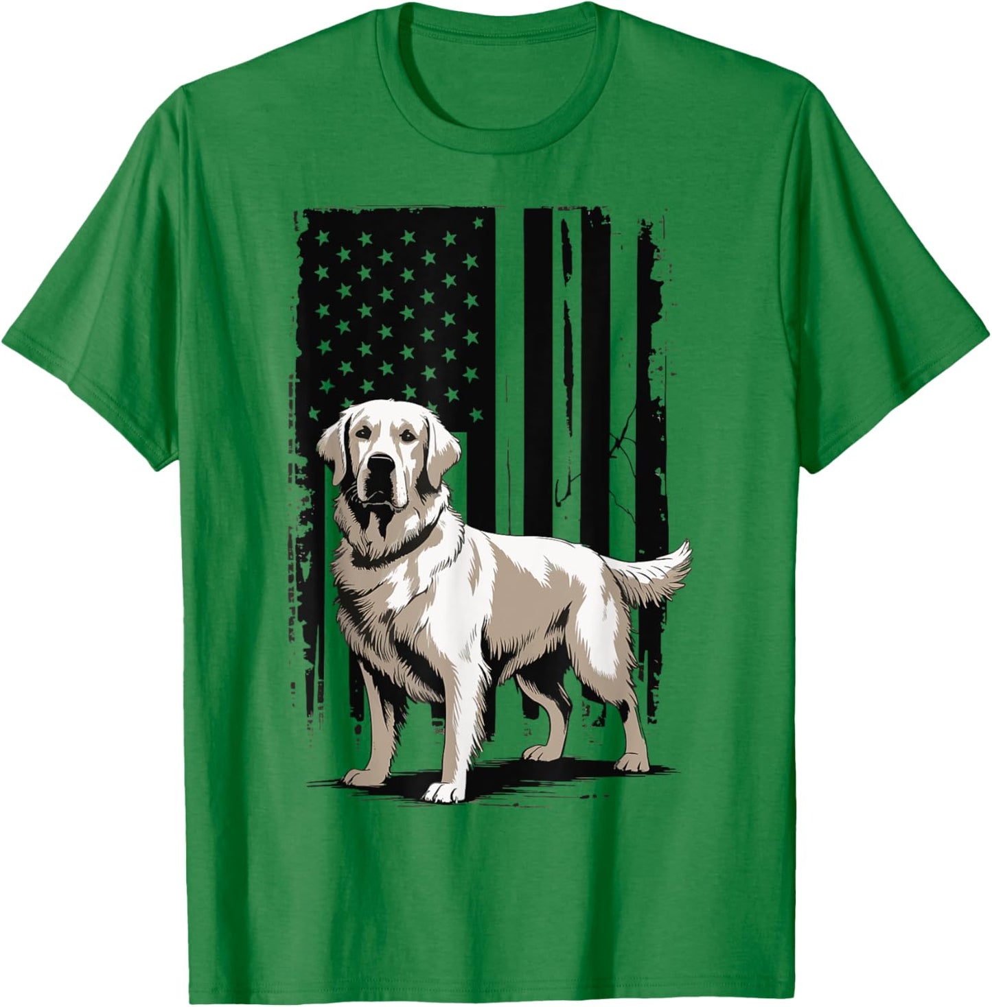 Golden Retriever USA Flag T-Shirt - T-Shirt | Irish Green