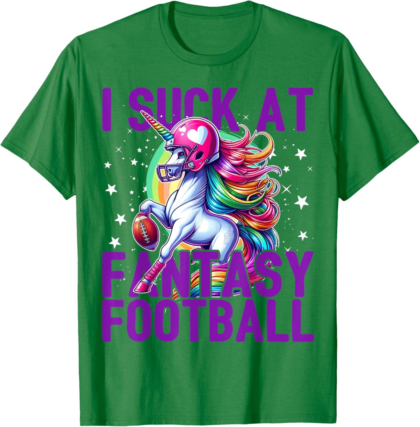 I Suck at Fantasy Football Unicorn Rainbow Loser Men T-Shirt - T-Shirt | Irish Green
