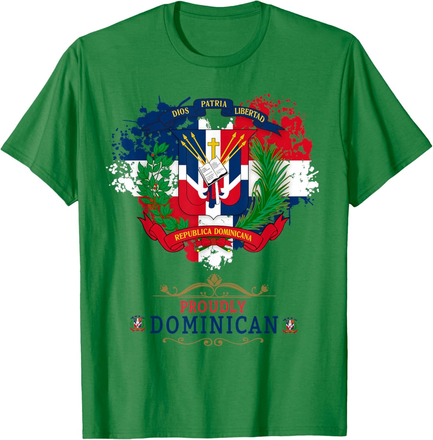 Coat of Arms Republica Dominicana For Kids & Dominican Flag T-Shirt - T-Shirt | Irish Green