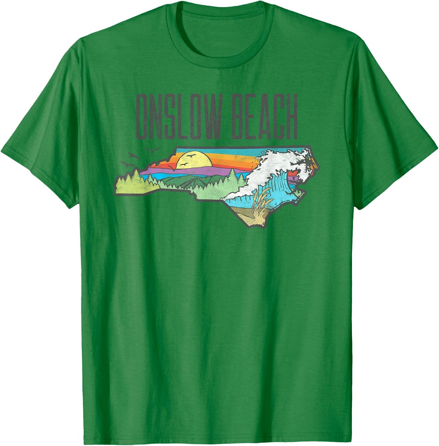 Onslow Beach State of North Carolina Outdoors Graphic T-Shirt - T-Shirt | Irish Green