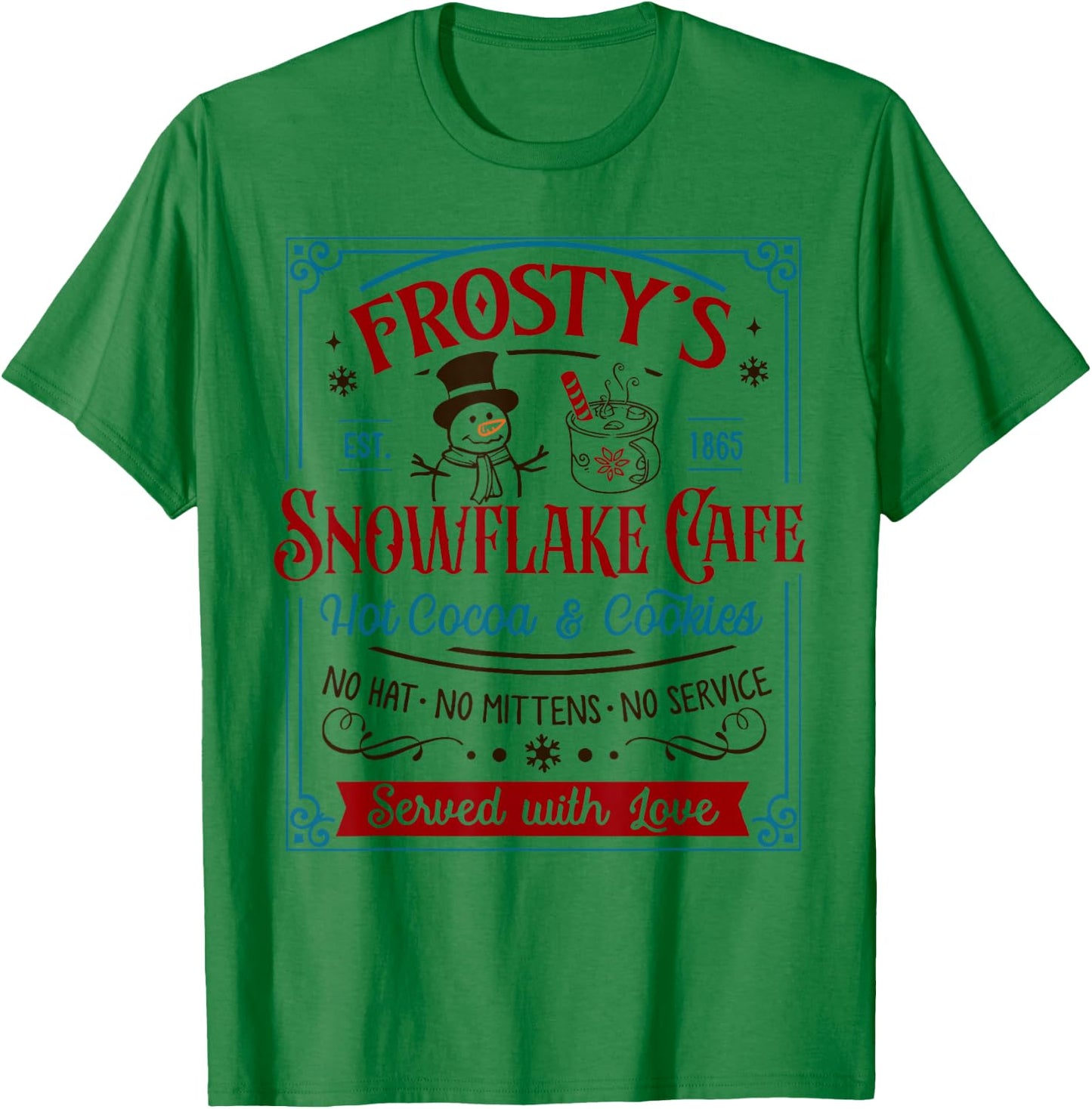 Old Fashioned Frosty's Snowflake Cafe Coffee Lovers Xmas T-Shirt - T-Shirt | Irish Green