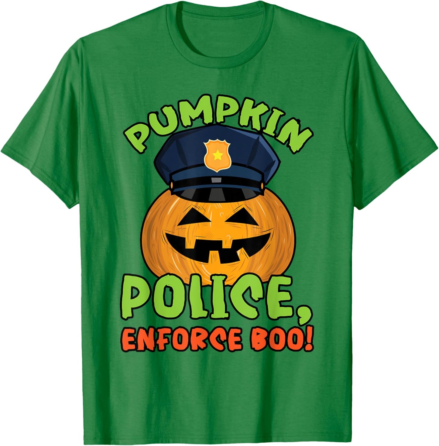 Pumpkin Police, Enforce Boo! Policeman Spooky Halloween T-Shirt - T-Shirt | Irish Green