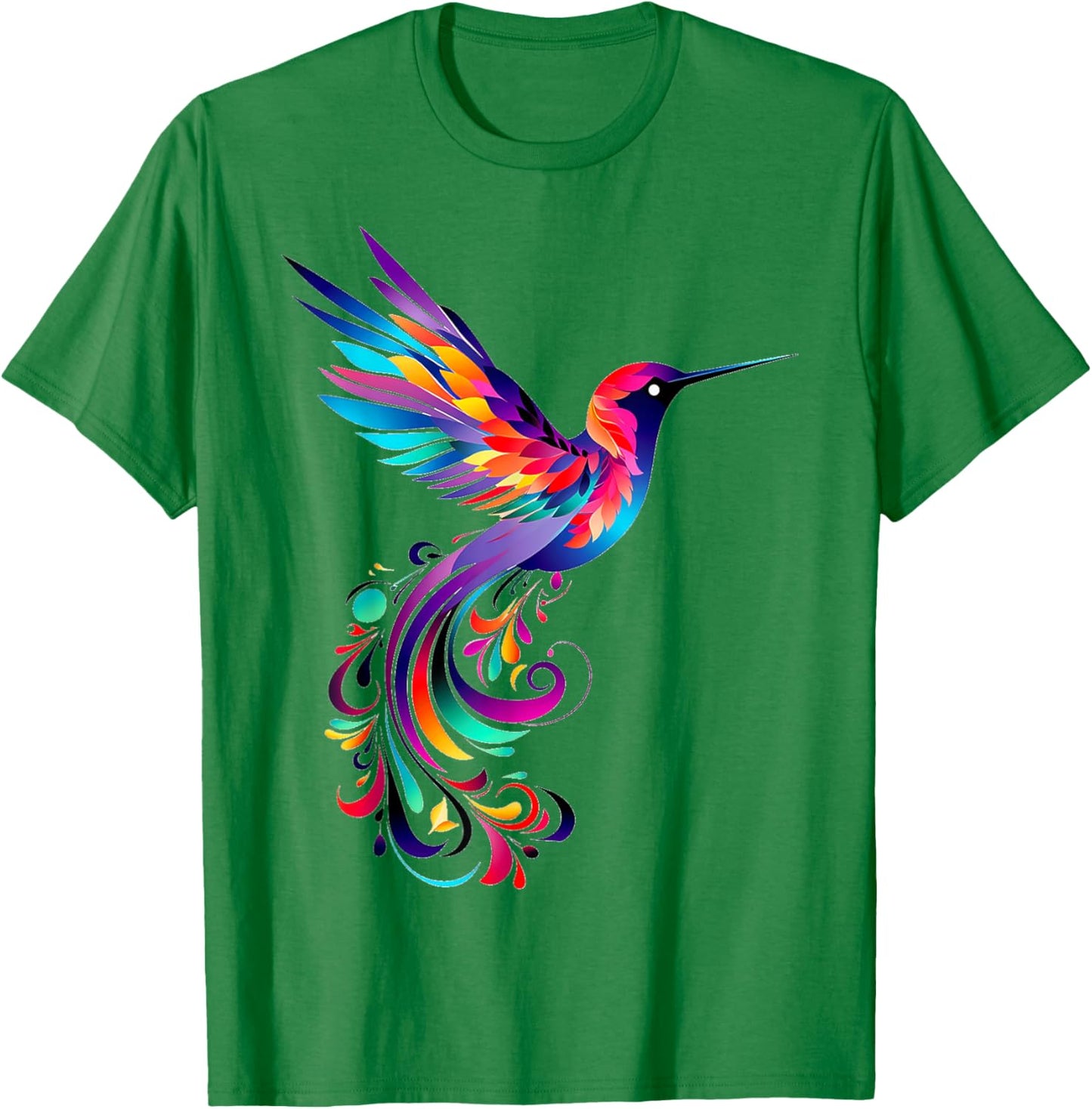 Hummingbird Colorful Motif Animal Abstract Art Hummingbird T-Shirt - T-Shirt | Irish Green