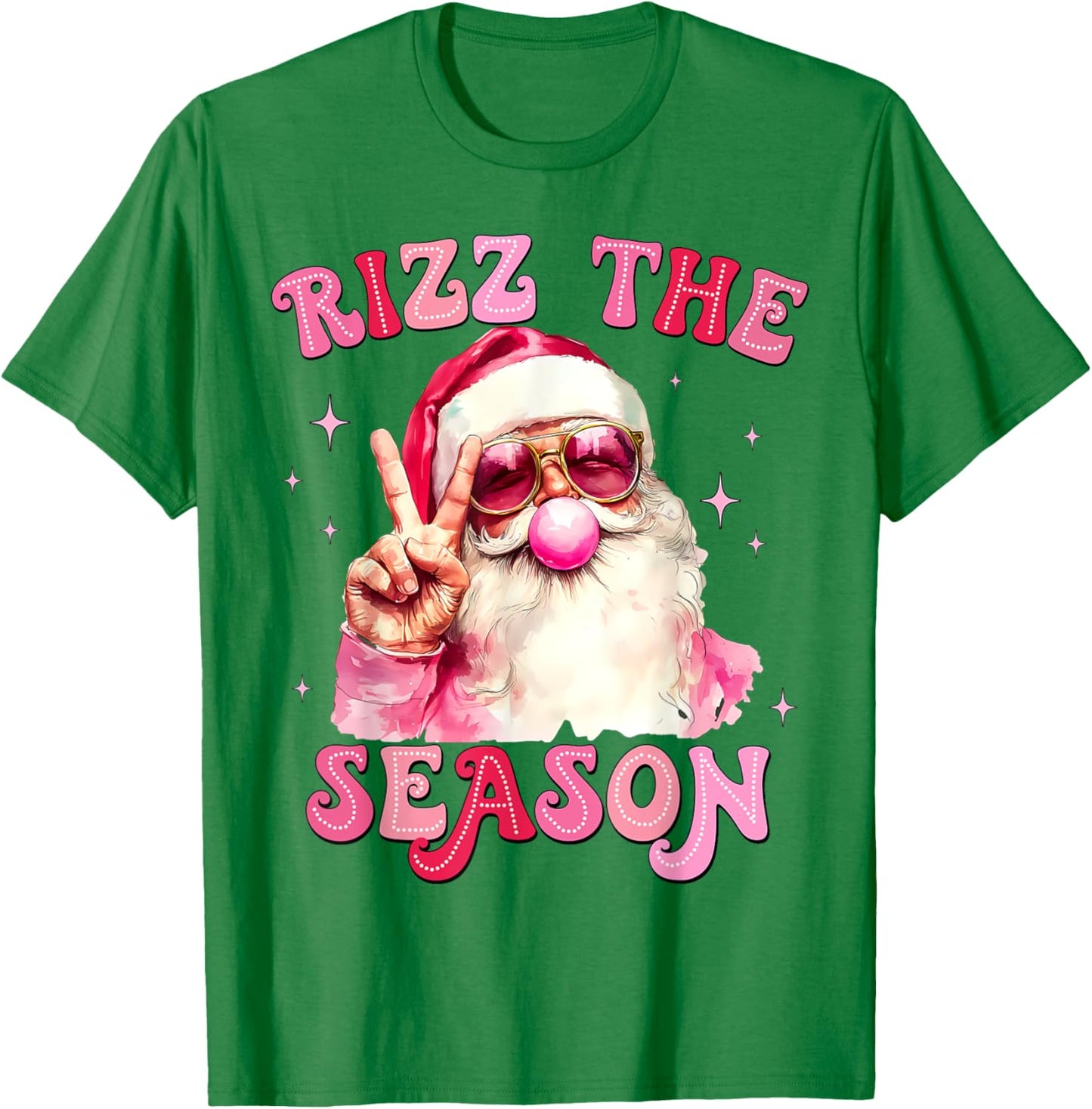 Rizz The Season Santa Pink Bubble Gum Rizzmas Christmas Kids T-Shirt - T-Shirt | Irish Green