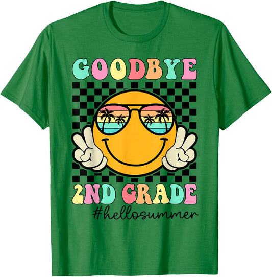 Goodbye 2nd Grade Graduation Class Of 2024 Hello Summer Men Women Girls Kids T-Shirt - T-Shirt | Irish Green