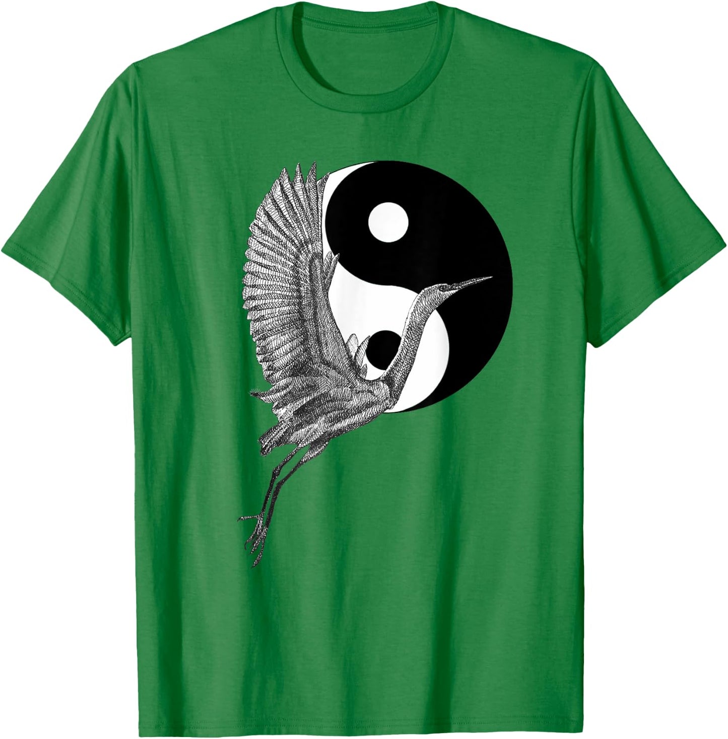 Tai Chi White Crane Yin Yang Qi Gong Illustration T-Shirt - T-Shirt | Irish Green