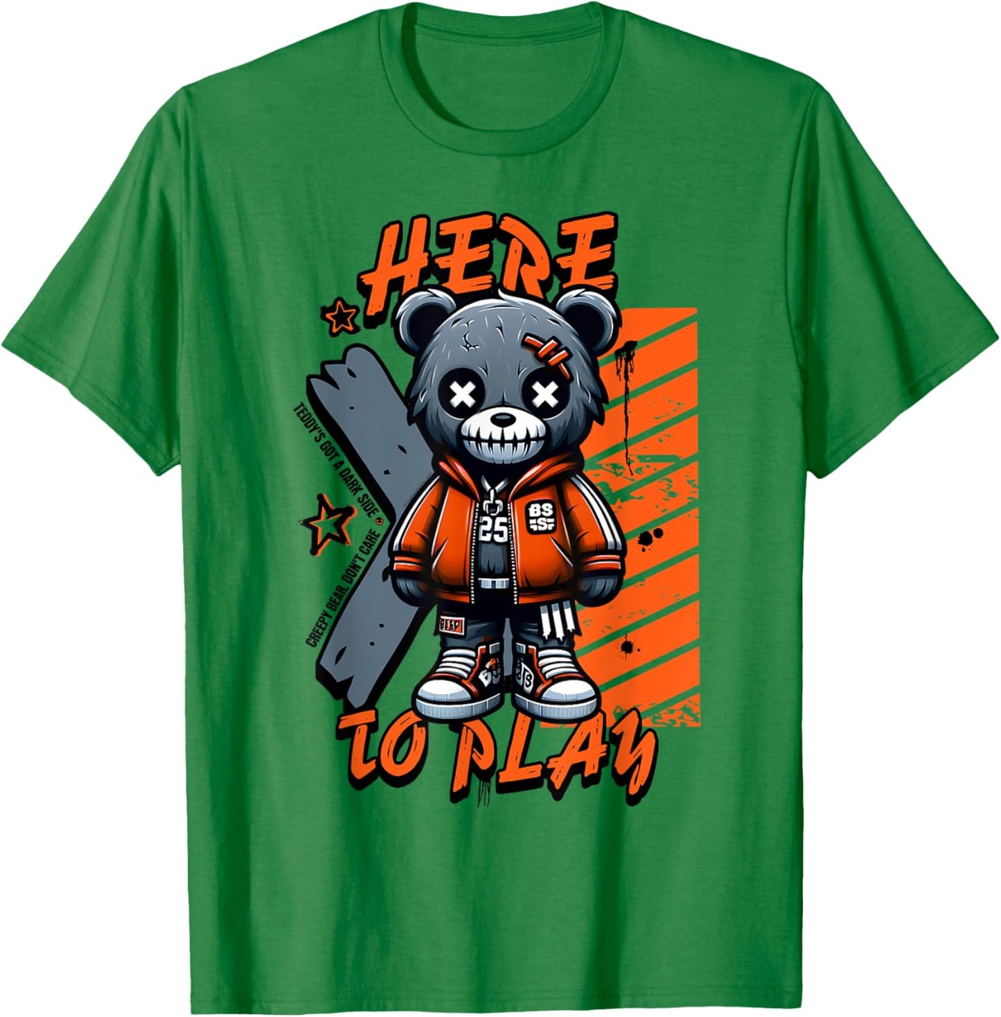Scary Cute Teddy Bear Here to Play Pastel Goth Style Creepy T-Shirt - T-Shirt | Irish Green