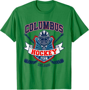 Columbus Blue Retro Jackets Hockey Vintage Ice Hockey Player T-Shirt - T-Shirt | Irish Green