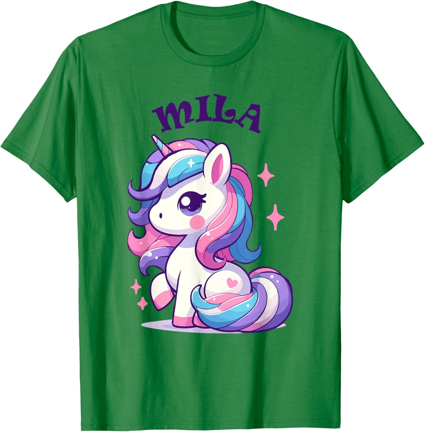 Mila Cute Unicorn Girl Name Mila , white, S T-Shirt - T-Shirt | Irish Green