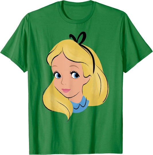Disney Alice in Wonderland Alice Big Face T-Shirt - T-Shirt | Irish Green