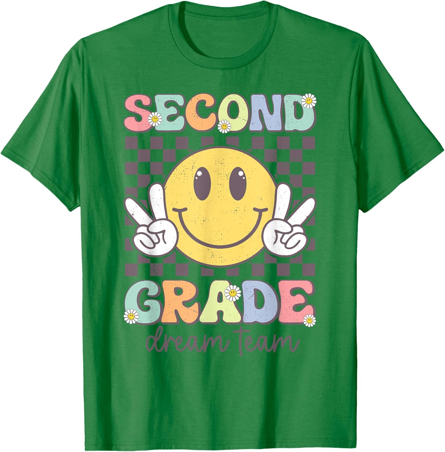 Second Grade Dream Team Smile Face Back To School 2nd Grade T-Shirt - T-Shirt | Irish Green