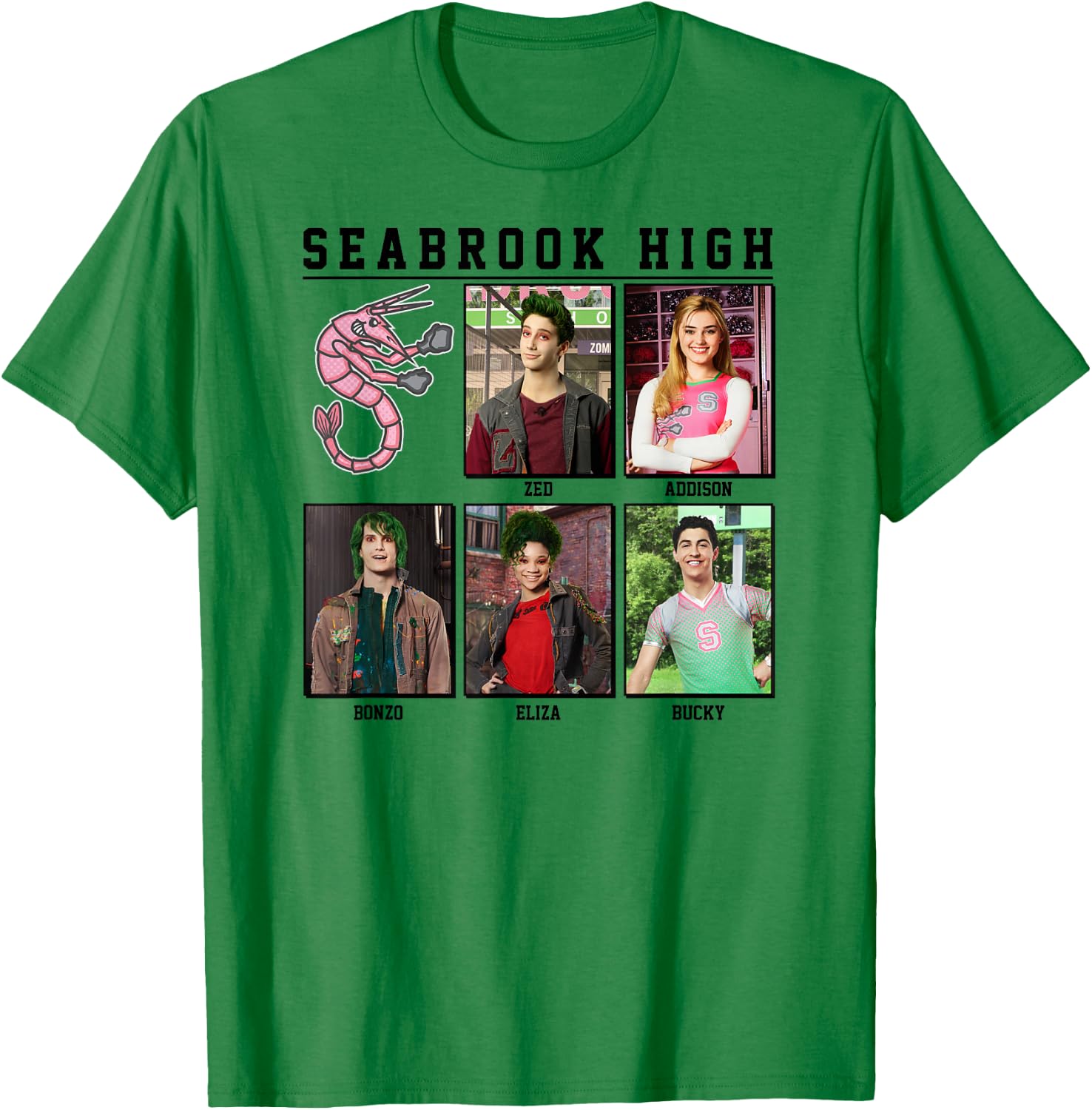 Zombies - Seabrook Yearbook Zed Addison Bonzo Eliza Bucky T-Shirt - T-Shirt | Irish Green