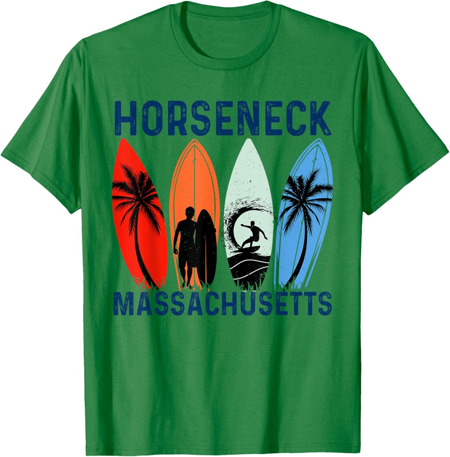 Retro Massachusetts Horseneck Surfing Beach T-Shirt - T-Shirt | Irish Green