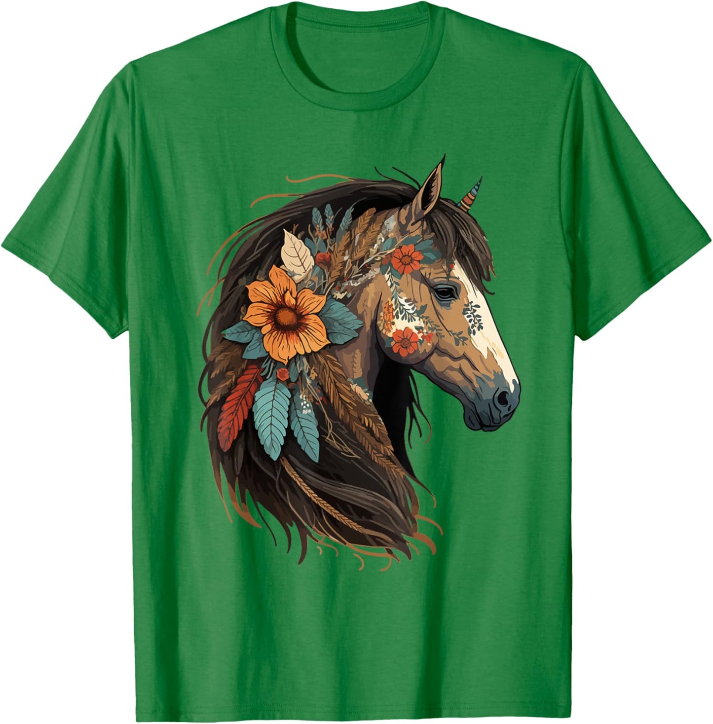 Equestrian Horse Portrait Western CowGirl Horseback Riding T-Shirt - T-Shirt | Irish Green