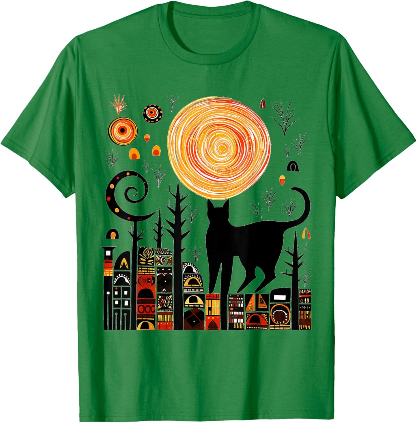 Nature Geometric Cat Art Abstract Polygon Graphic Nature Women Kids T-Shirt - T-Shirt | Irish Green