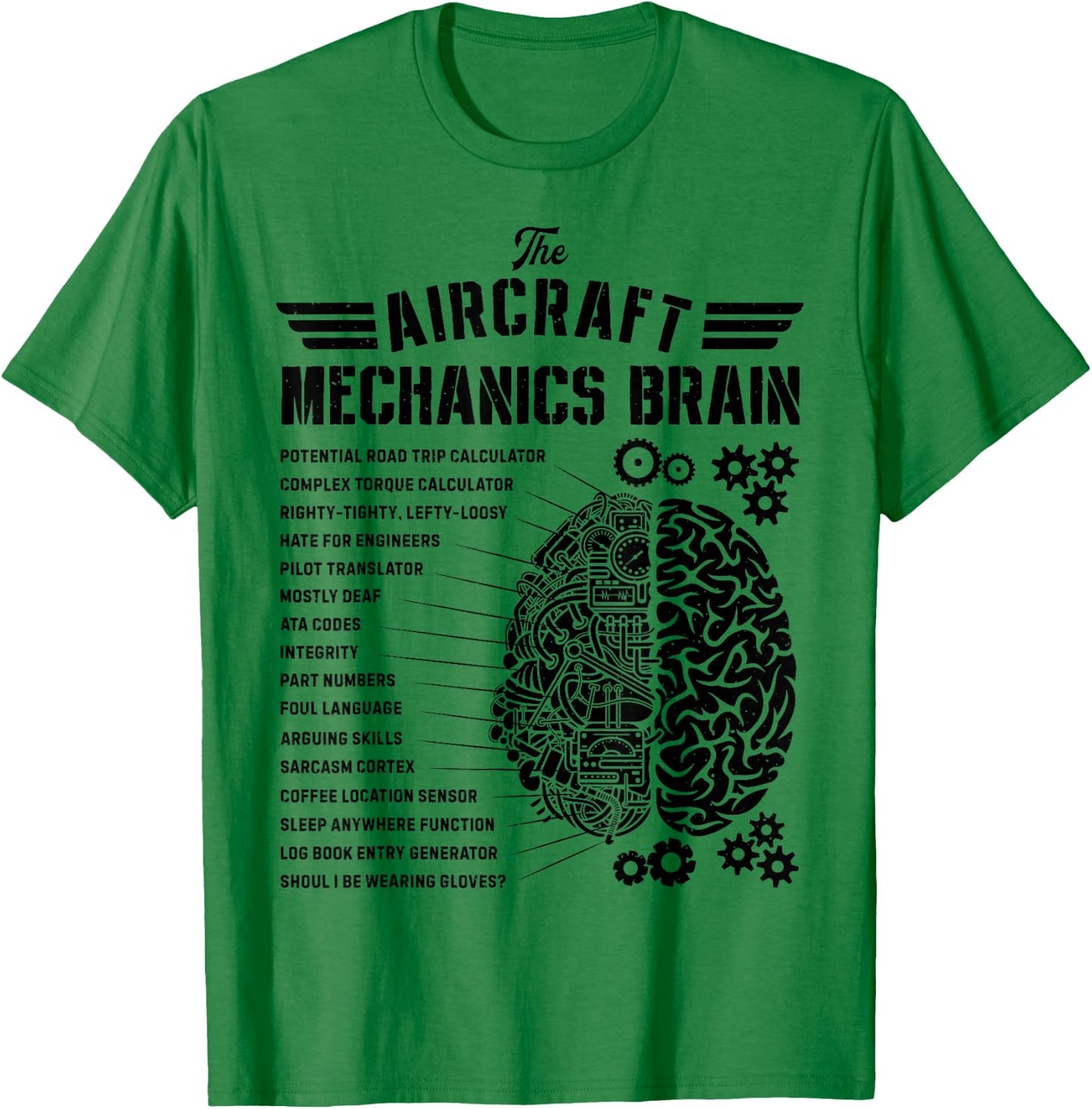 Aircraft Mechanics Brain Funny Aviation Technician Gifts Men T-Shirt - T-Shirt | Irish Green