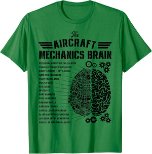 Aircraft Mechanics Brain Funny Aviation Technician Gifts Men T-Shirt - T-Shirt | Irish Green