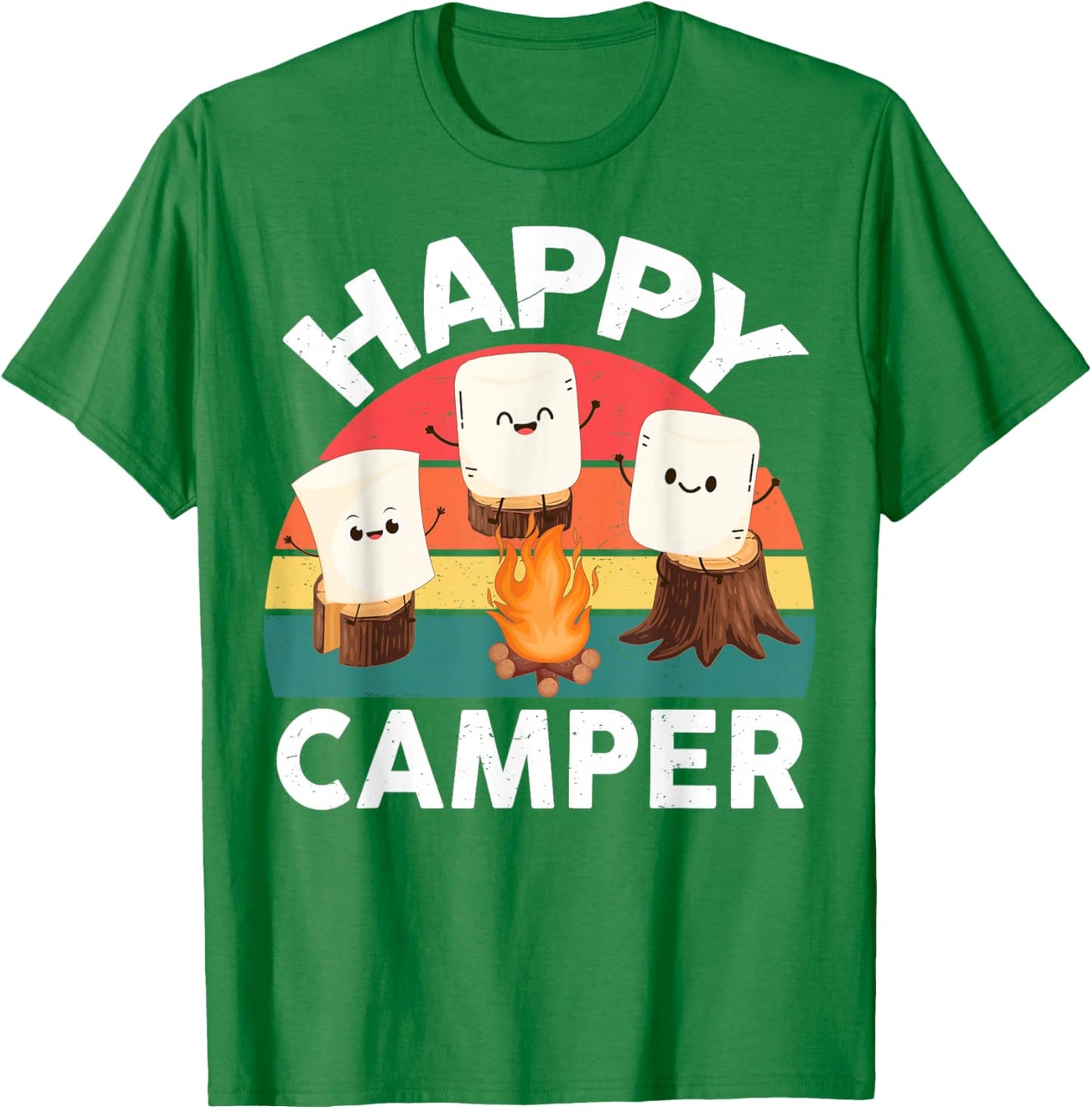 Happy Marshmallow Camper-Shirt Kids Toddler Boy Cute Camping T-Shirt - T-Shirt | Irish Green