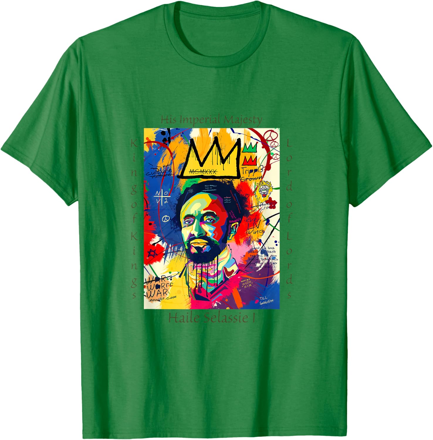 Haile Selassie Portrait T-Shirt - T-Shirt | Irish Green