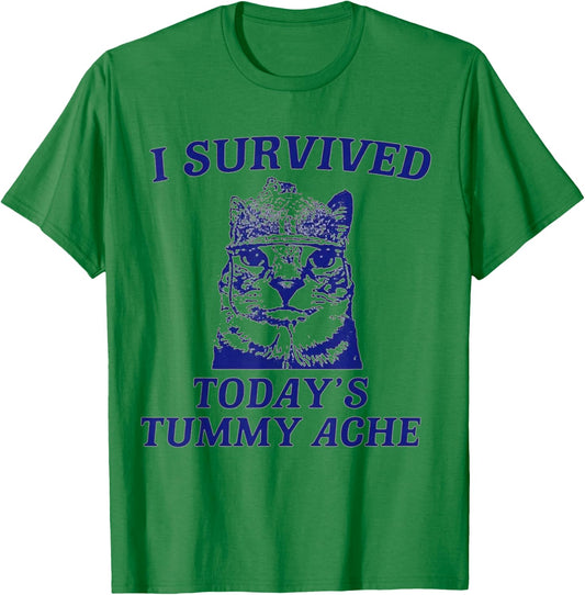 I survived today's tummy ache Cat T-Shirt - T-Shirt | Irish Green