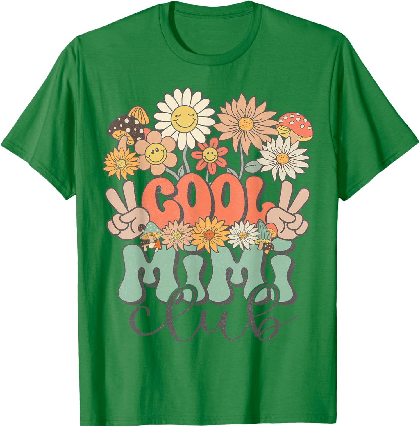 Matching Family Cool Mimi Club Floral Hippie Groovy Retro T-Shirt - T-Shirt | Irish Green