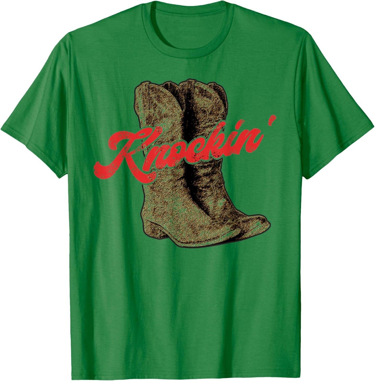 Knockin Boots Boot Cowboy Country Vintage Cowgirl T-Shirt - T-Shirt | Irish Green