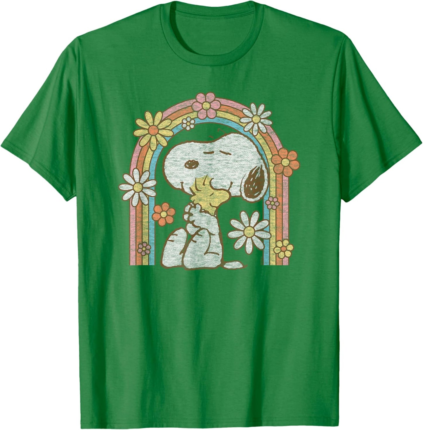 Peanuts Retro Flower Rainbow T-Shirt - T-Shirt | Irish Green