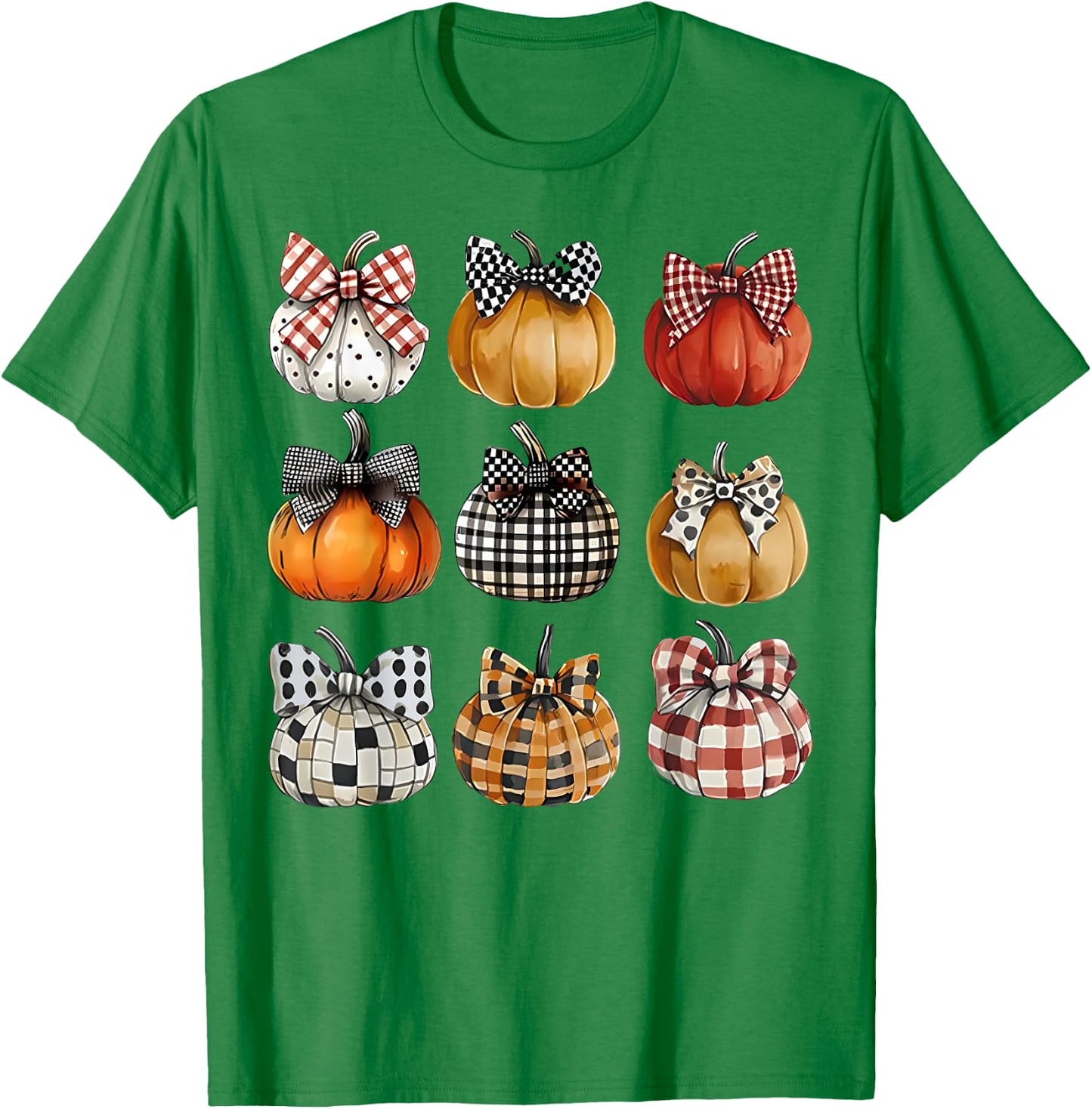 Coquette Bow Pumpkin Season Thanksgiving Autumn Fall Leaves T-Shirt - T-Shirt | Irish Green