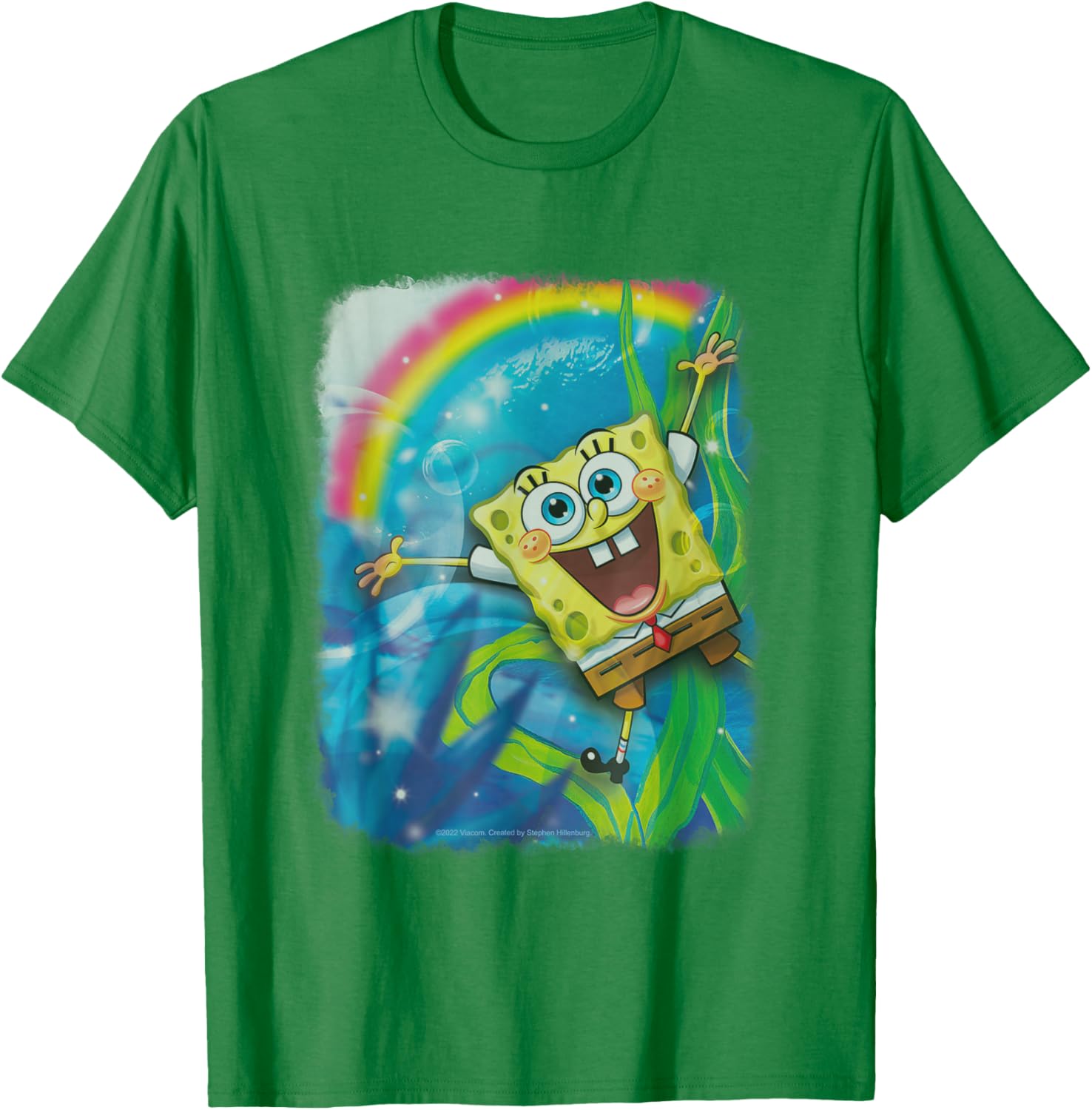 SpongeBob SquarePants Underwater Rainbow Retro Poster T-Shirt - T-Shirt | Irish Green