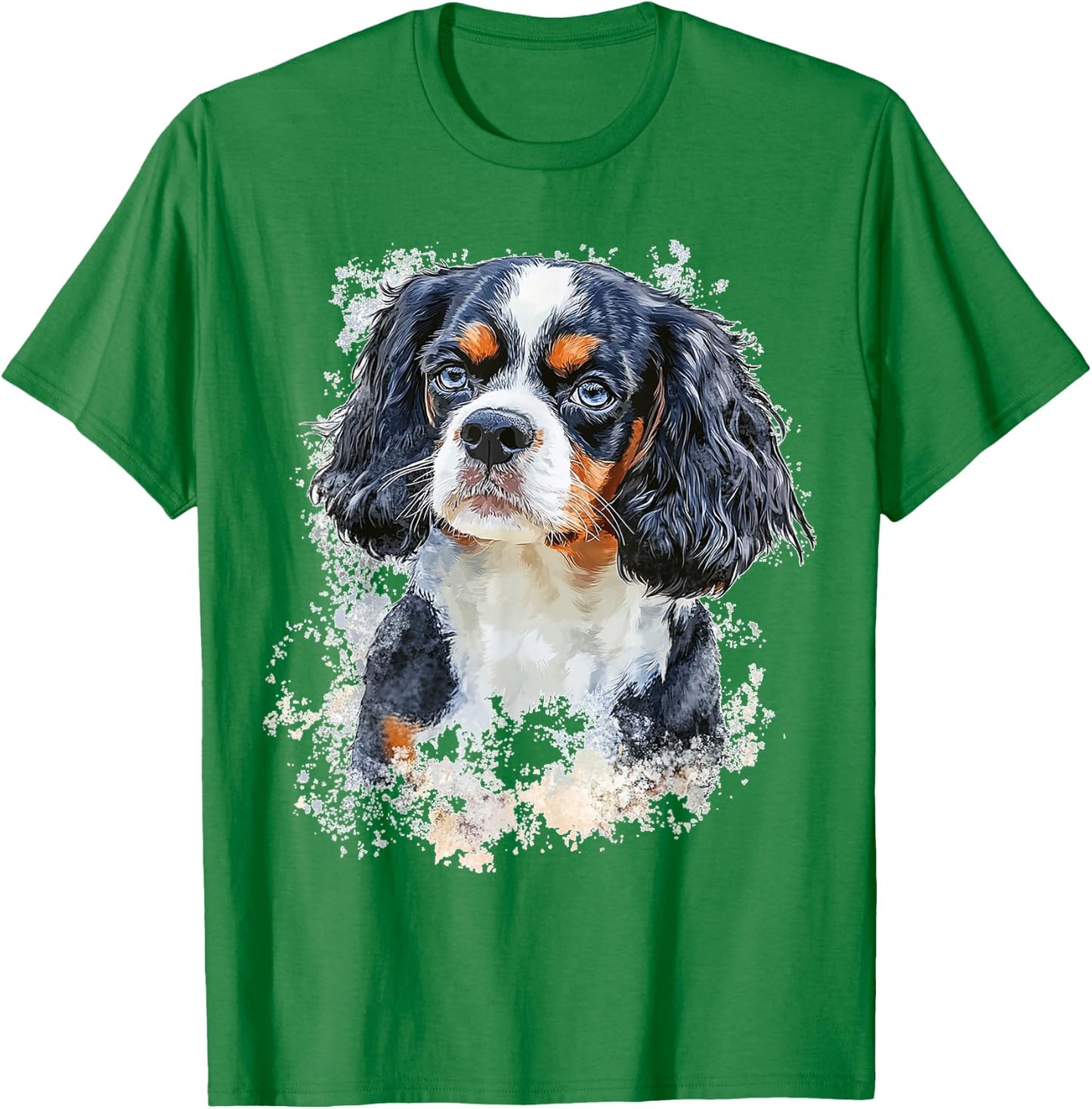 Cavalier King Charles Spaniel Dog Graphic Pet Illustration T-Shirt - T-Shirt | Irish Green