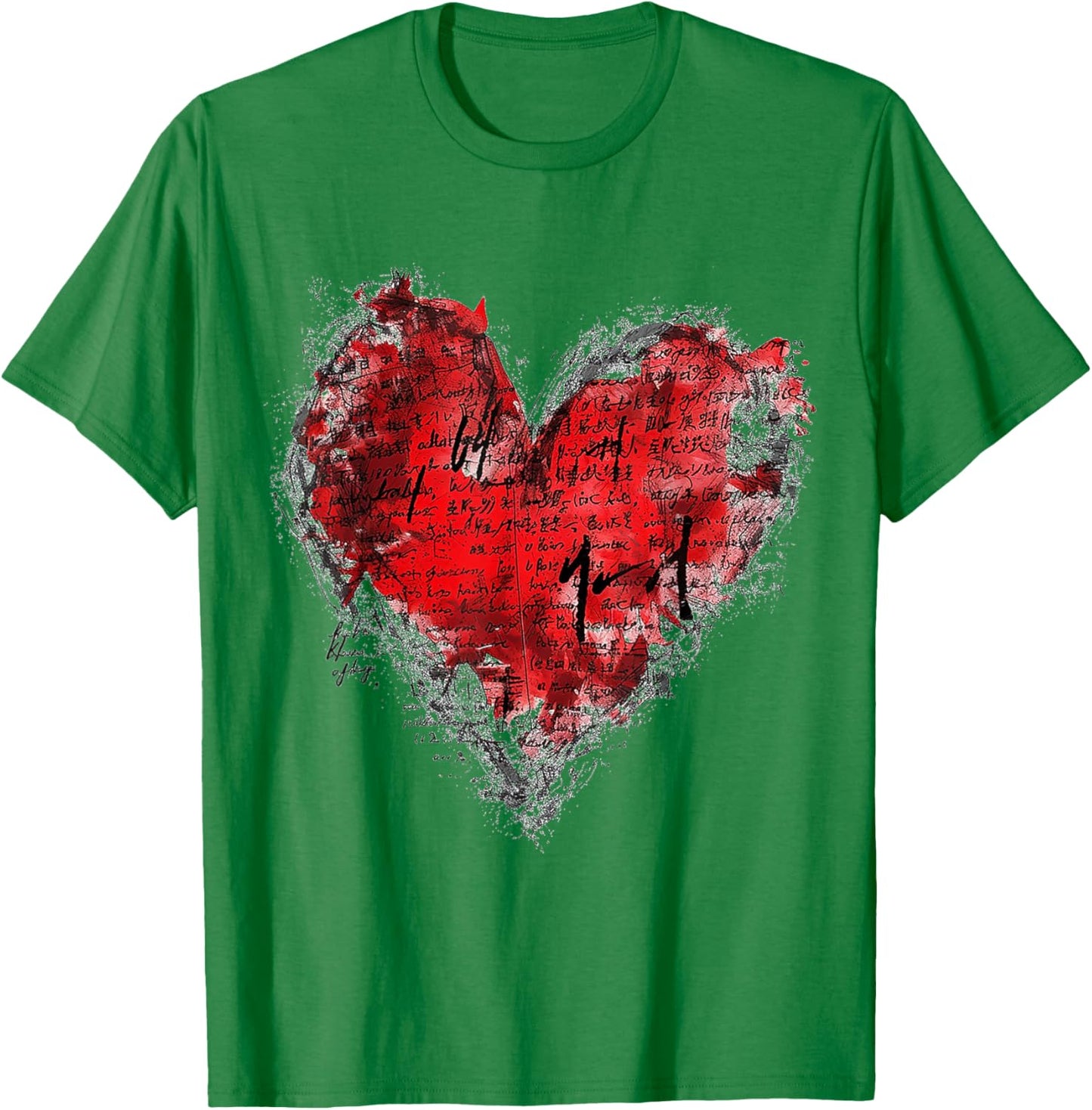 Geometric Text Art Abstract Heart Shape Graphic Geometric T-Shirt - T-Shirt | Irish Green