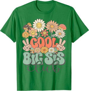 Matching Family Cool Big Sis Club Groovy Retro Big Sister T-Shirt - T-Shirt | Irish Green