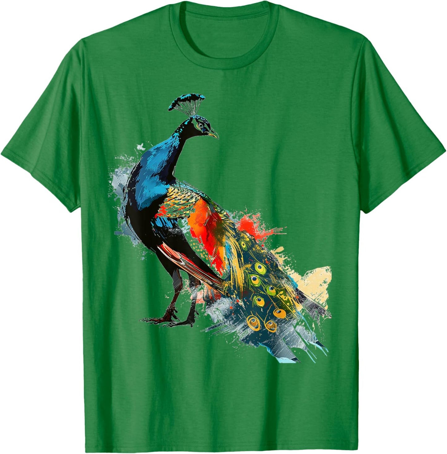 Peacock Painting Art Animal Colorful Graphic Peacock T-Shirt - T-Shirt | Irish Green