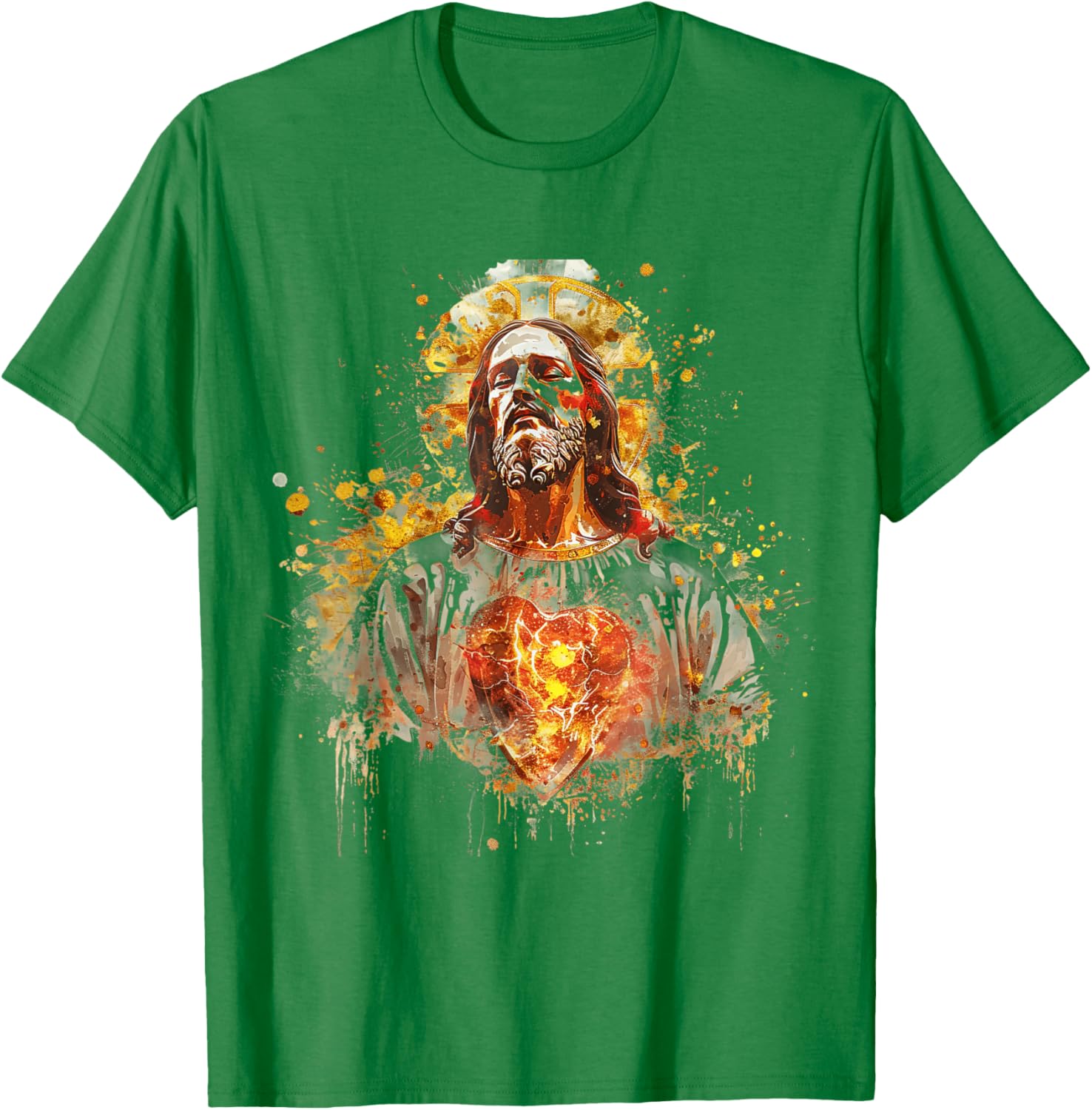 Sacred Heart of Jesus Catholic Devotion Faith T-Shirt - T-Shirt | Irish Green