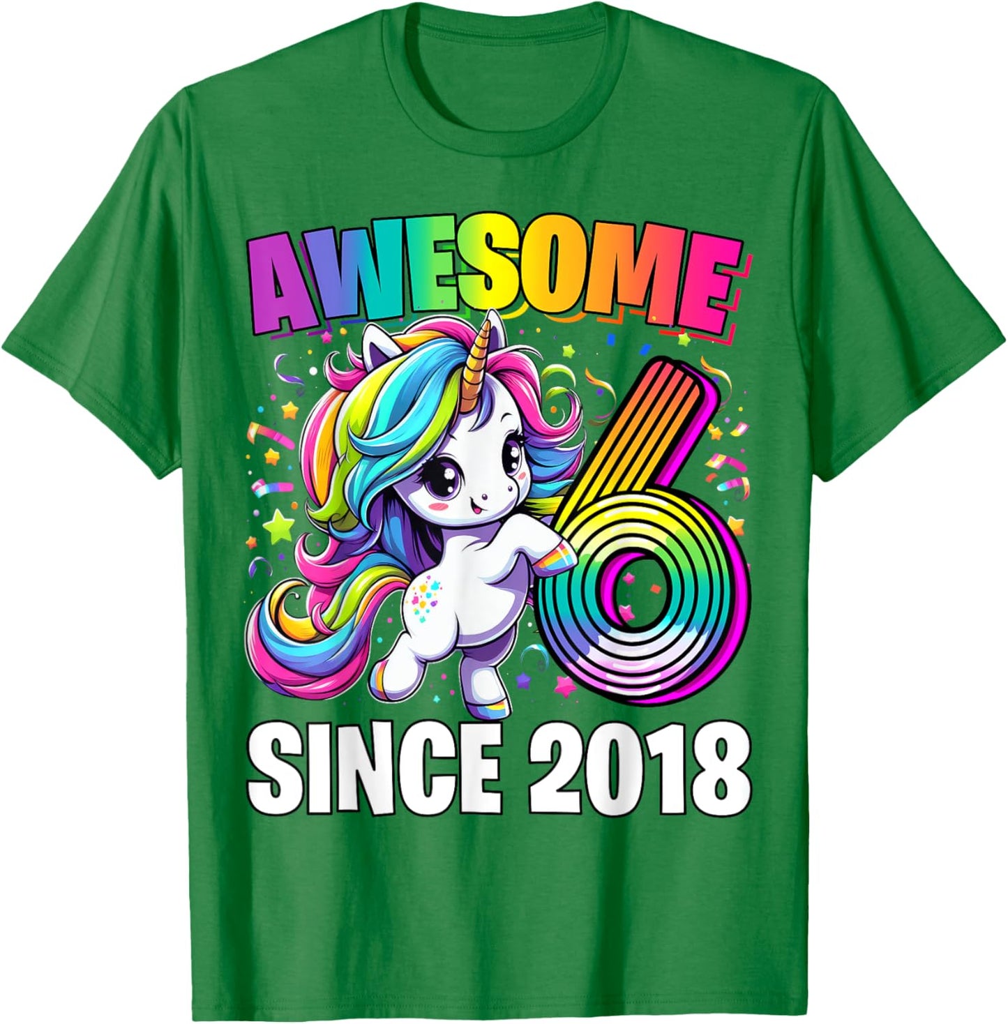 Unicorn 6th Birthday 6 Year Old Unicorn Party Girls Outfit T-Shirt - T-Shirt | Irish Green