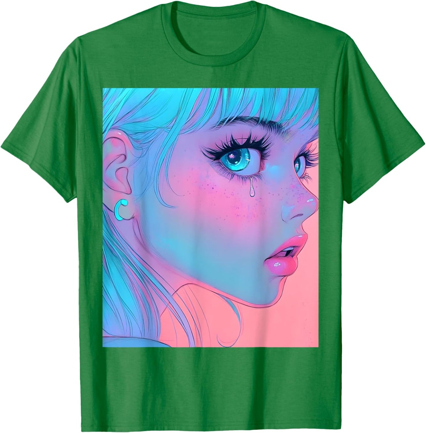 Anime Girl Vaporwave Egirl Aesthetic Japanese Otaku T-Shirt - T-Shirt | Irish Green
