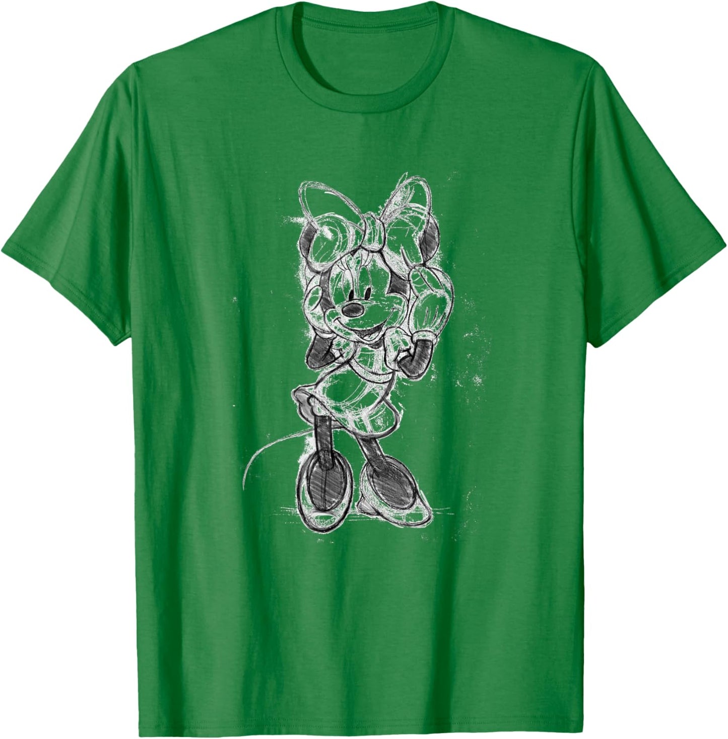Disney Minnie Mouse Classic Full Body Black & White Sketch T-Shirt - T-Shirt | Irish Green