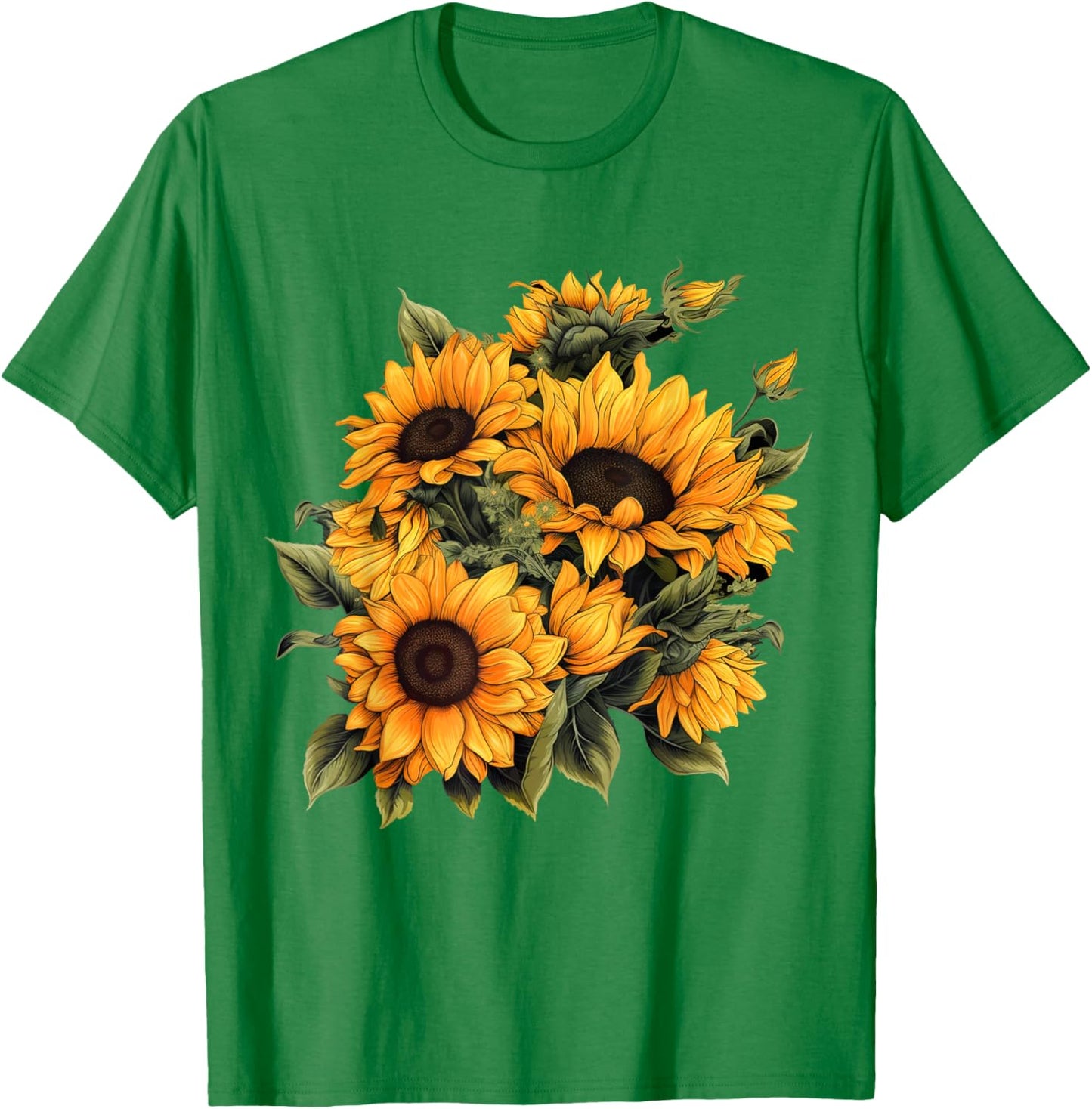 Yellow Sunflower Cute summer Sun flowers Floral Positivity T-Shirt - T-Shirt | Irish Green