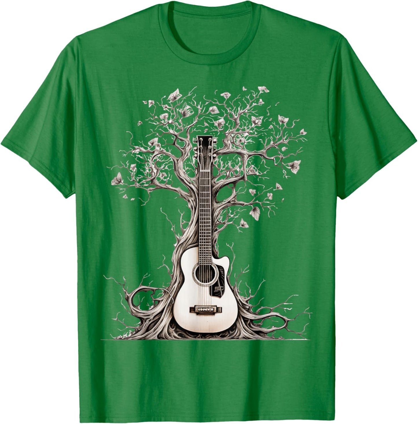 Acoustic Guitar Tree Of Life Nature Of Music Guitarist T-Shirt - T-Shirt | Irish Green
