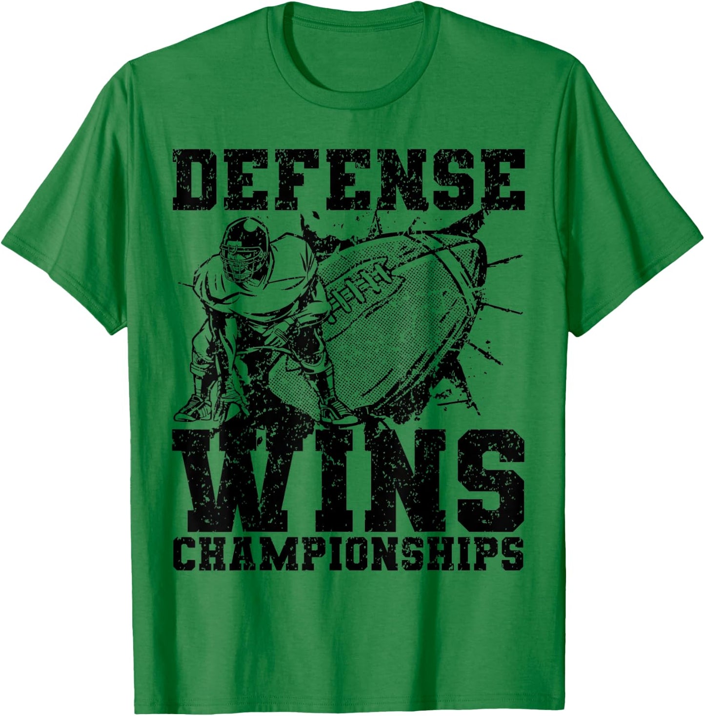 Defense wins Championships | Football Defence Lineman bright T-Shirt - T-Shirt | Irish Green
