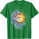 Mystical Sun and Moon with Woman Mystical Flowers Aesthetic T-Shirt - T-Shirt | Irish Green