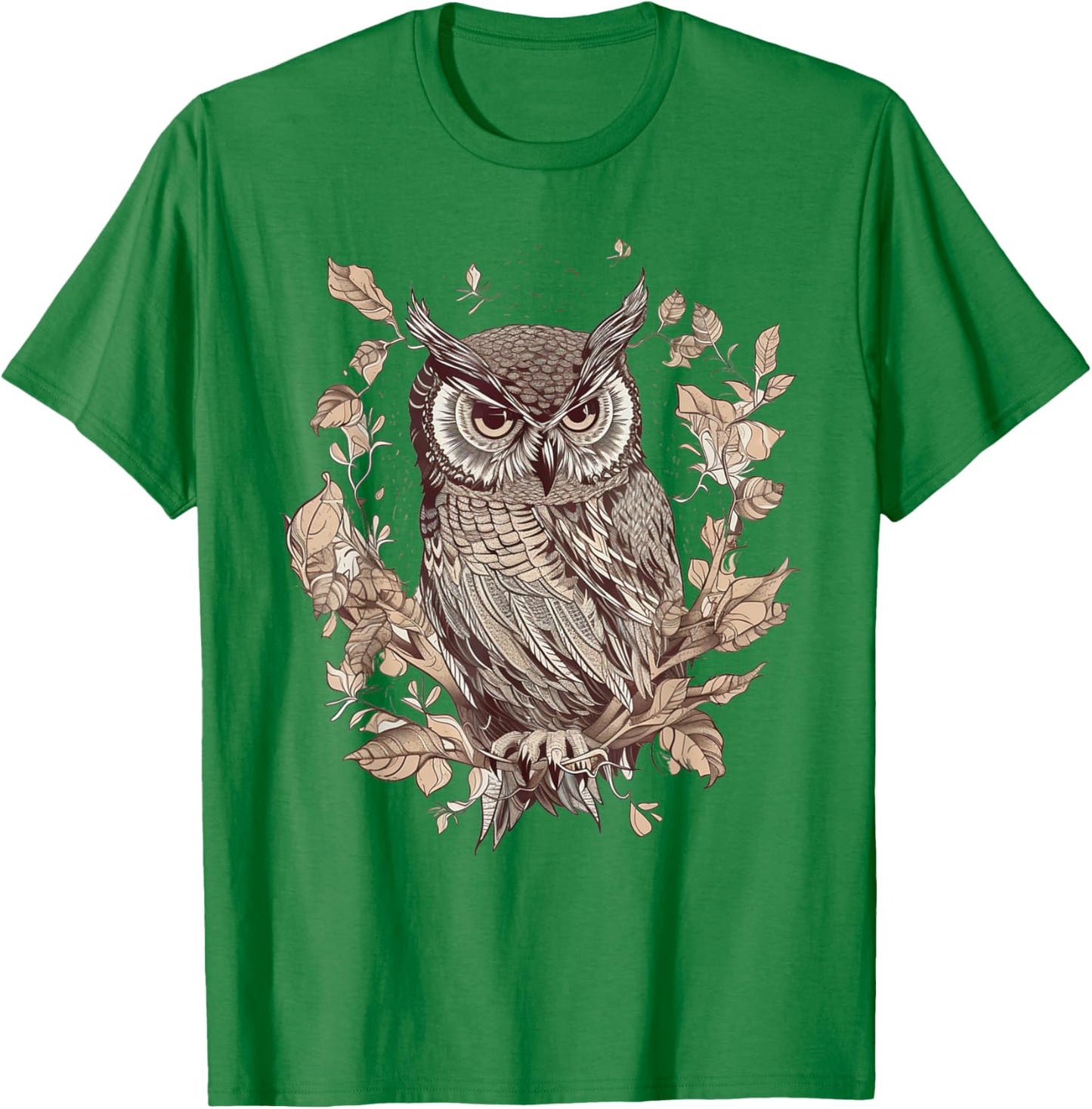 Moon Owl Birds Owl Gifts Graphic Women Boys Girls T-Shirt - T-Shirt | Irish Green