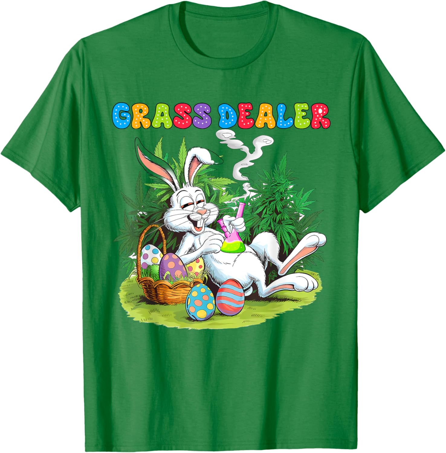 Easter Day Cannabis Weed Bunny Smoking Stoner Grass Dealer T-Shirt - T-Shirt | Irish Green