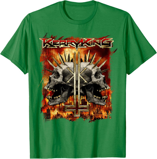 Kerry King Spikey Double Skull T-Shirt - T-Shirt | Irish Green