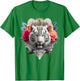 Tiger Flowers Blue Eyes Animal Print Art Tiger T-Shirt - T-Shirt | Irish Green