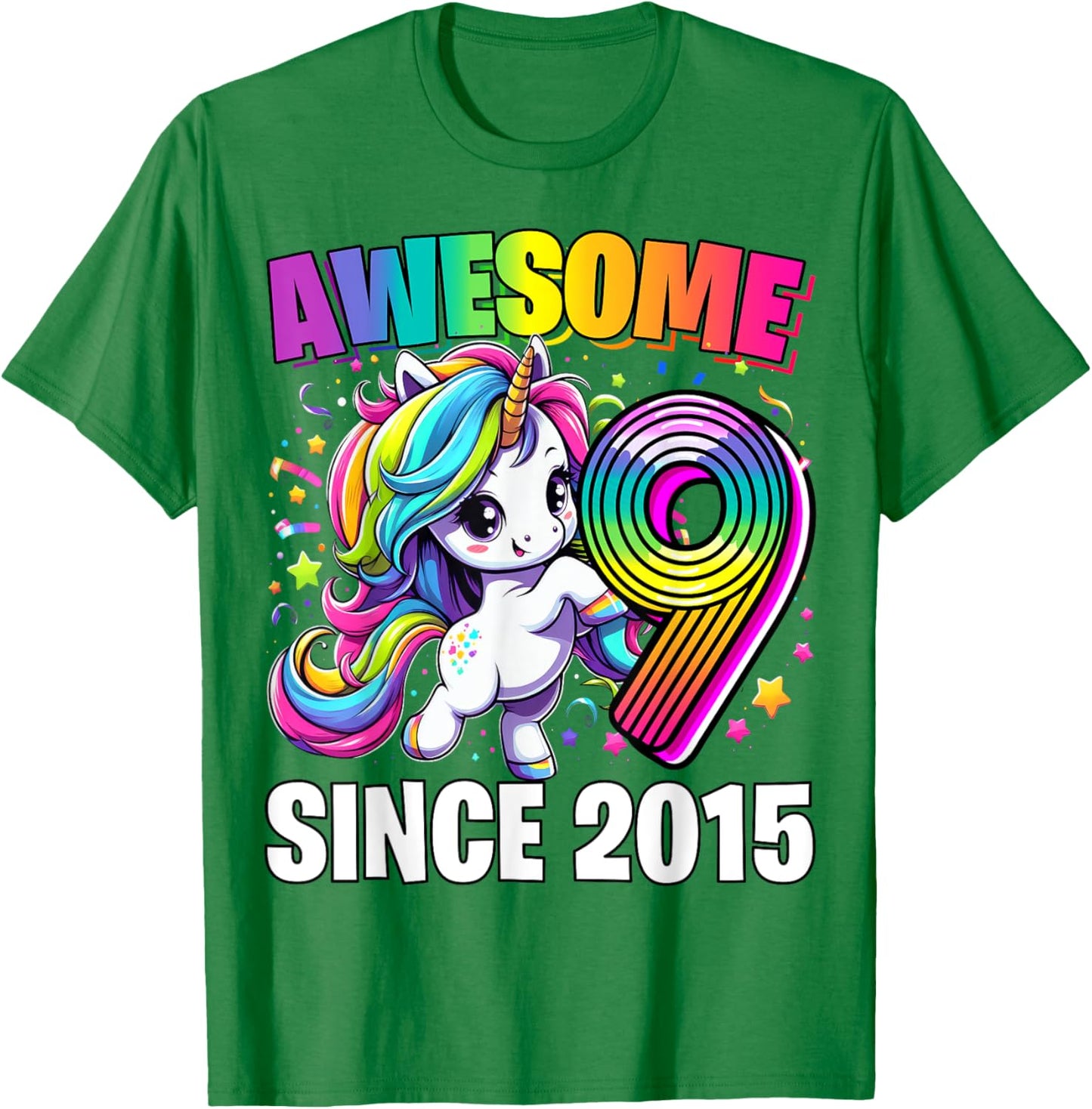 Unicorn 9th Birthday 9 Year Old Unicorn Party Girls Outfit T-Shirt - T-Shirt | Irish Green