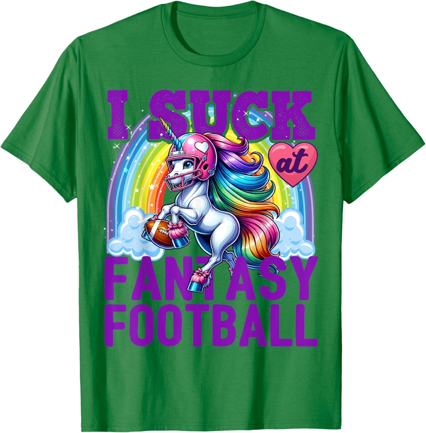 I Suck at Fantasy Football Unicorn Rainbow Loser Men T-Shirt - T-Shirt | Irish Green