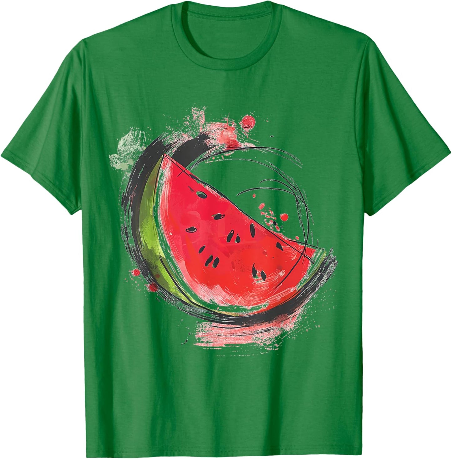 Watermelon Painting Motif Abstract Drawing Art Watermelon T-Shirt - T-Shirt | Irish Green