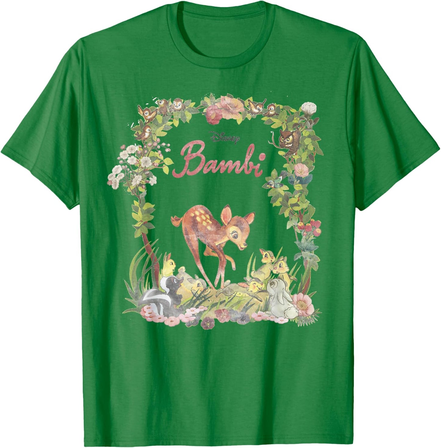 Disney Bambi Floral Portrait T-Shirt - T-Shirt | Irish Green